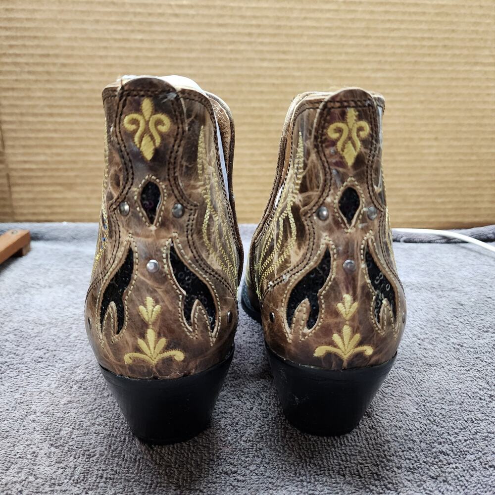 New Myra Tentor Western Leather Boots booties Women size 8 b52 - Picture 2 of 12